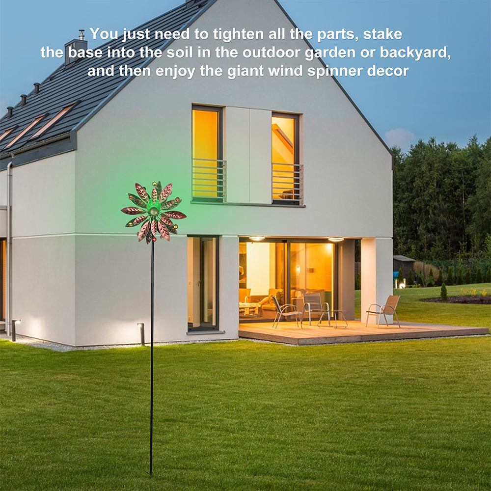 Moulin à Vent Solaire Décoratif - 30 Cm - Métal Coloré - Pour Jardin Ou Terrasse - Animation Éolienne