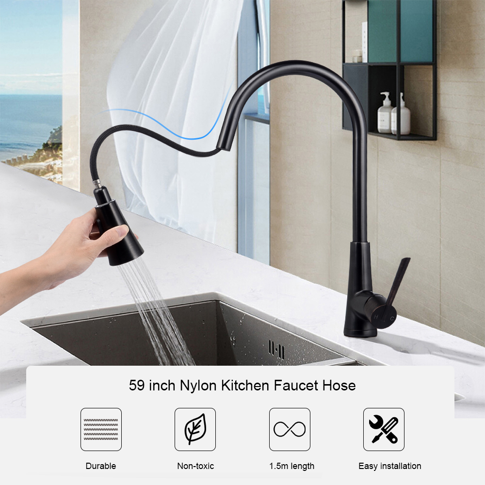 PullDown Kitchen Faucet Replacement Hose with Matte Black Finish Head
