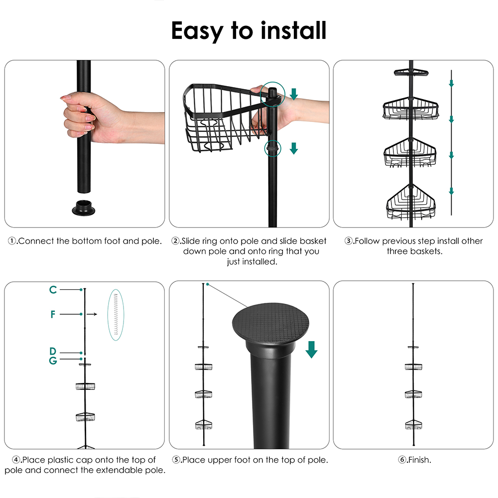 Constant Tension Corner Pole Caddy