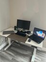 Sit-Stand Single-Motor Height Adjustable Desk Frame with Multiple Panel Tabletop- PrimeCables®