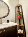Antique Wood Corner Ladder Shelf, Steel Frame, Rustic Brown - Moustache®