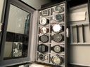 Watch Box Jewelry Display Drawer Glass Top Lockable Leather 12 Grids  2-Tiers Black - SortWise®