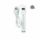 6-Outlet Surge Protector Power Strip with 2 USB Ports, 2m (6.56ft) - PrimeCables®