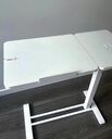 Mobile Side Table with Semi-Flip Tabletop Height and Angle Adjustable Over Bed Table - PrimeCables®
