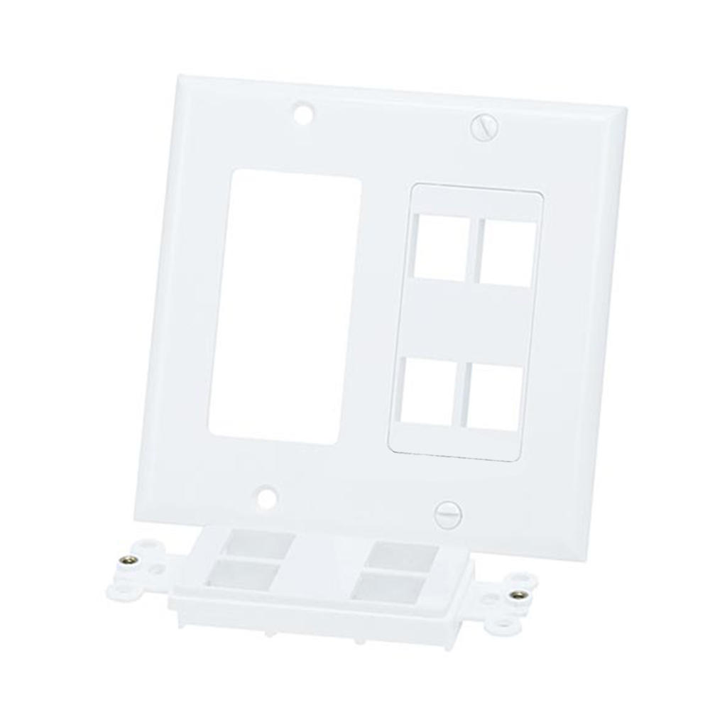 5-Pack Decora Wall Plate Strap 2 Ports for Keystone Jack Modular Wall Inserts Cover Plate White 2-hole