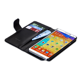 LBT Gel Grip NOTE3FCASE Genuine Lambskin Flip Case with Card Slots for Samsung Galaxy Note 3 Black