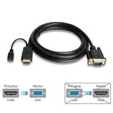 PrimeCables Cab HDMI VGA 6ft HDMI Cables with Ethernet 1 4 HDMI to VGA active converter cable adapter M M with external power