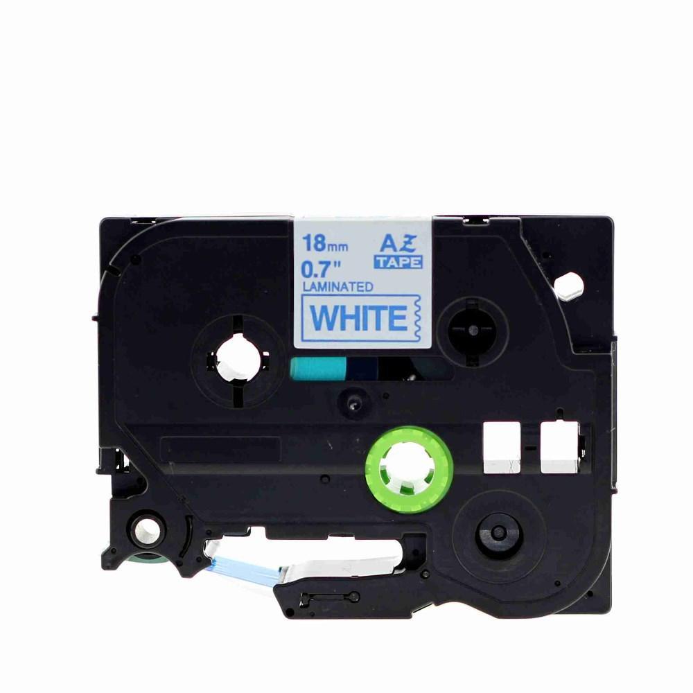 Brother TZe243 Label Tape, 18mm (0.7"), Blue on White, Compatible