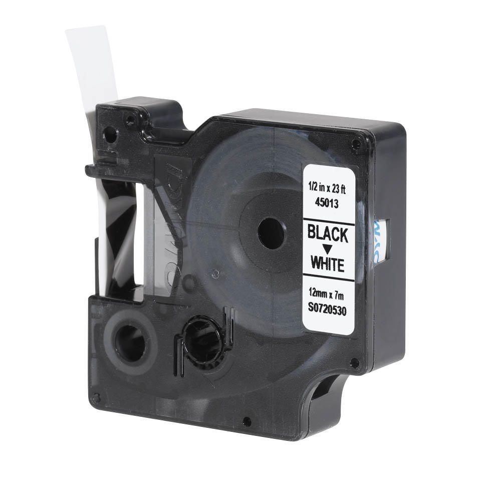 DYMO 45013 Original Tape, 12mm (0.47"), Black on White, Length of 7mm