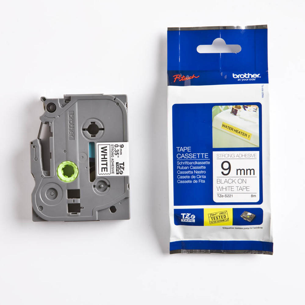 Brother TZe-S221 Original Label Tape, 9mm(0.35"), Black on White ...