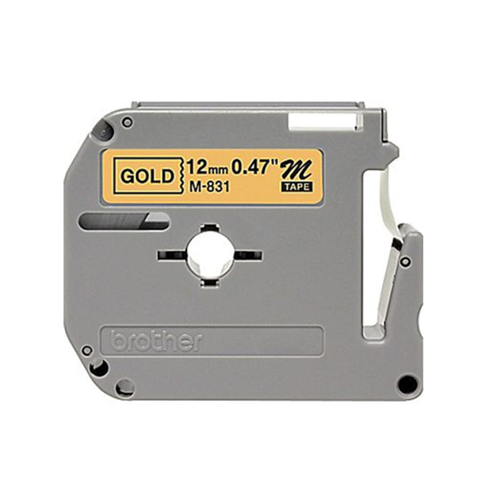 Brother M831 Original PTouch M Series Tape, 12mm (0.47"), Black on Gold