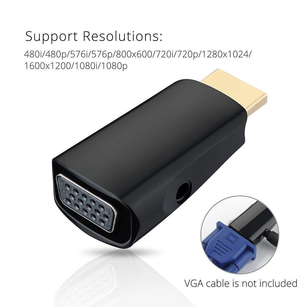 HDMI 1.4 Male to VGA Female with 3.5mm Audio Adapter Builtin Chipset