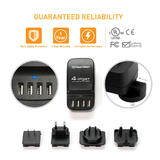 PrimeCables Cab LS 4U AC Power Adapters 4 Port Smart Charging 34W 6 8A USB Wall Charger with International Travel Plugs Prime