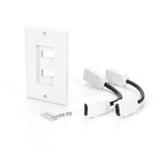 PrimeCables WP 7332 HDMI Wall Plates HDMI Wall Plate Duo Port with 4 Inch Built in Flexible Extension PrimeCables