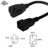 PW 109C 01 Power Cables Cords 1ft NEMA 5 15 20R to IEC C20 Power Cable 14AWG SJT