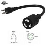 Cab PW 111C 01 Power Cables Cords 1ft NEMA 5 15P to NEMA L5 20R Power Cable 14AWG SJT