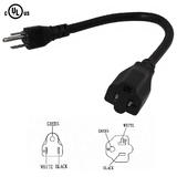 Cab PW 112C 01 Power Cables Cords 1ft NEMA 5 15P to NEMA 5 20R Power Cable 14AWG SJT