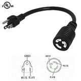Cab PW 113C 01 Power Cables Cords 1ft NEMA 5 15P to NEMA L5 15R Power Cable 14AWG SJT