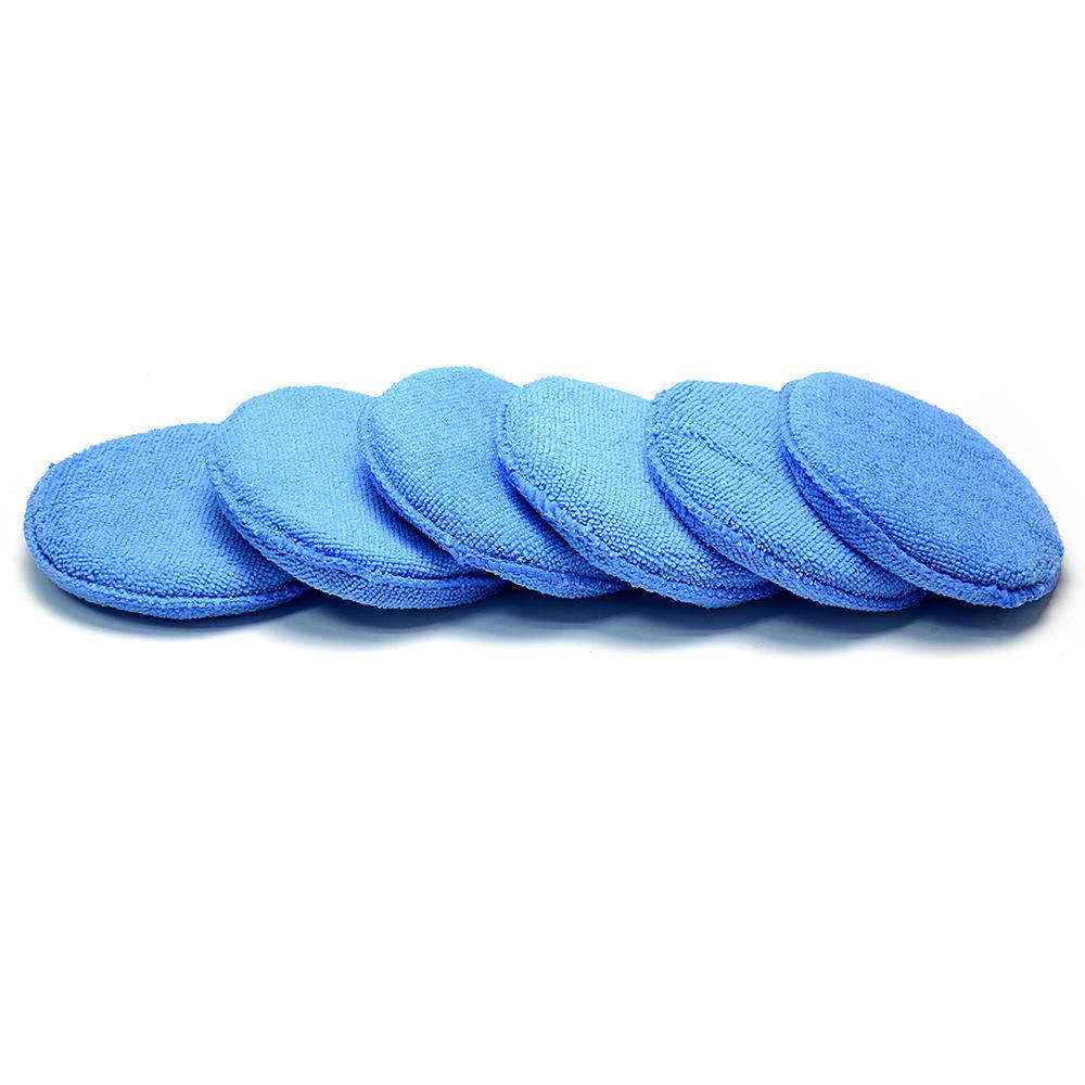 CleanWise /® Blue Microfiber Wax Applicator 5 Diameter, Pack of 6 AutoCare Ultra-soft Microfiber Wax Applicator Pads for Cars Wax Applicator Foam Sponge