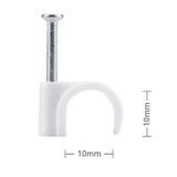 PrimeCables Cab CHR 10MM WH Cable Organizers CIRCLE CABLE CLIPS WITH NAIL 10MM 100pcs Pack White PrimeCables