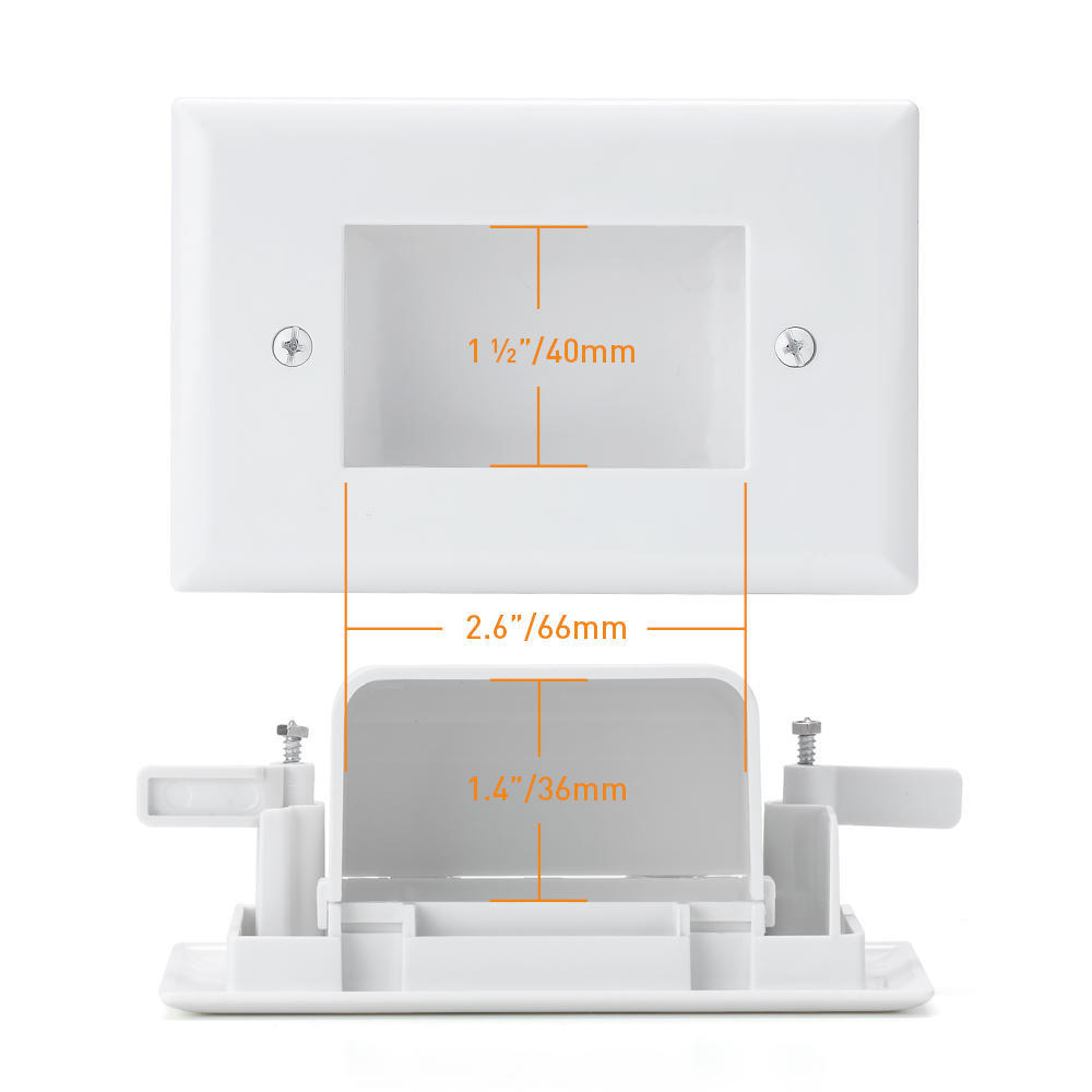 Easy Mount Low Voltage Cable Recessed Wall Plate White Slim Fit