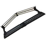 Cab PP 48KAS 1U Patch Panel 48 port Shielded Angled Keystone Patch Panel 19 Rackmount 1U with Cable Manager Unloaded