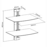 PrimeCables Cab DVD 292 TV Wall Mounts Stands Height Adjustable DVD Wall Mount Double shelves for DVD players or AV component