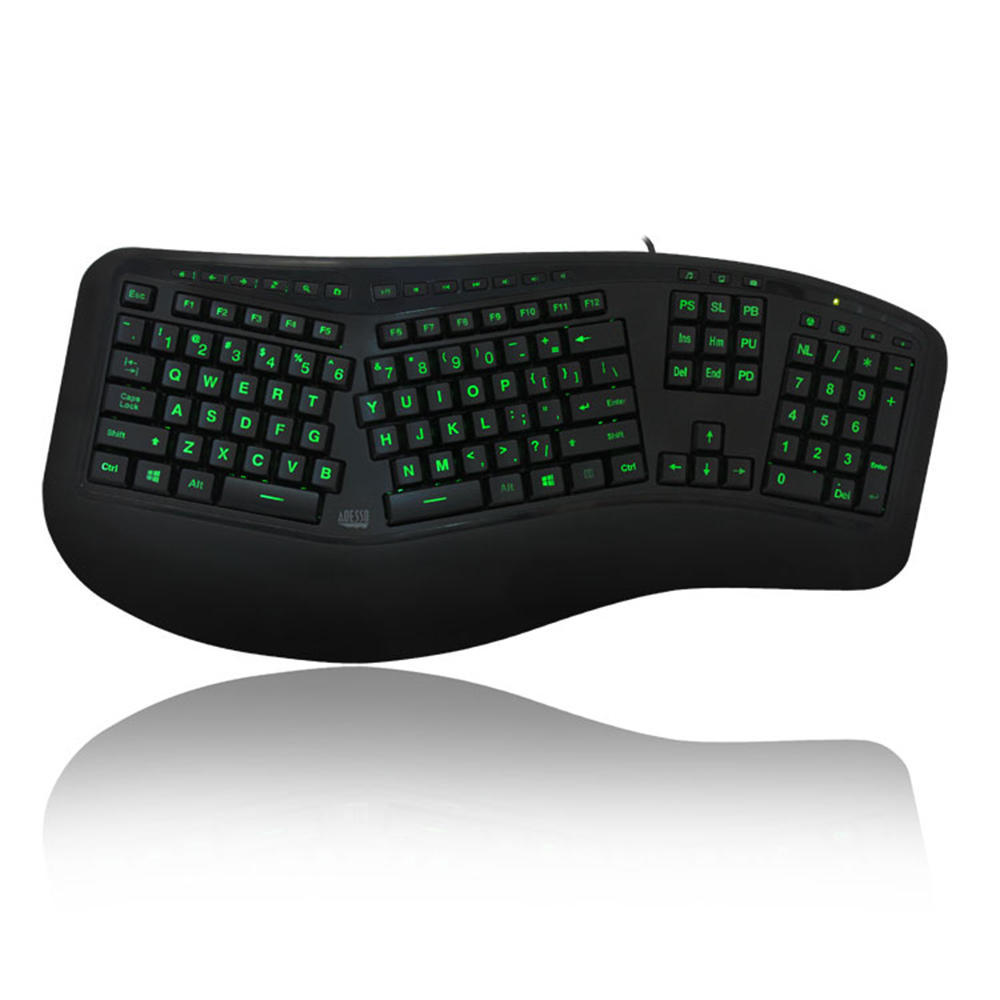 Adesso TruForm 150 3Color Illuminated Ergonomic Keyboard