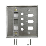 WP 206 SS Audio Video Wall Plates Double Gang 3 Port DB9 size cutout 4 x 3 8 inch hole 2 x Keystone Stainless Steel Wall Plat
