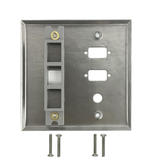 WP 201 SS Audio Video Wall Plates Double Gang 2 Port DB9 size cutout 1 x 3 8 inch hole 1 x Keystone Stainless Steel Wall Plat