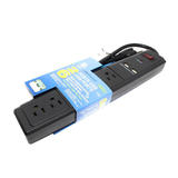 Cab 02615 Surge Protector Power Strip Power Strip 6x115vac 15A 2x5vdc 1 1A 300J surge noise filter Black 18in