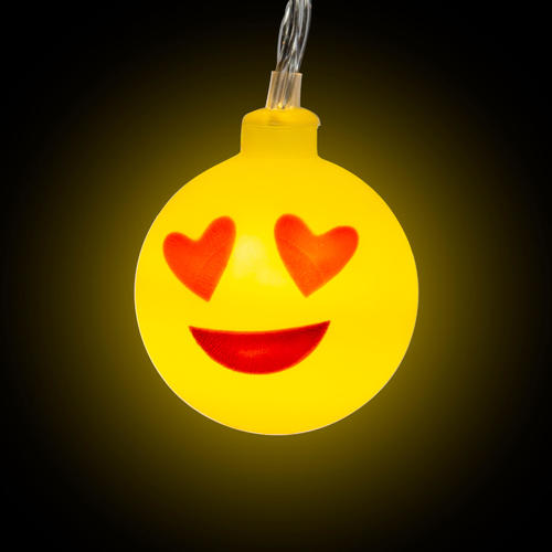 10 LED Emoji String Lights for DIY Party and Home Decor, Warm White