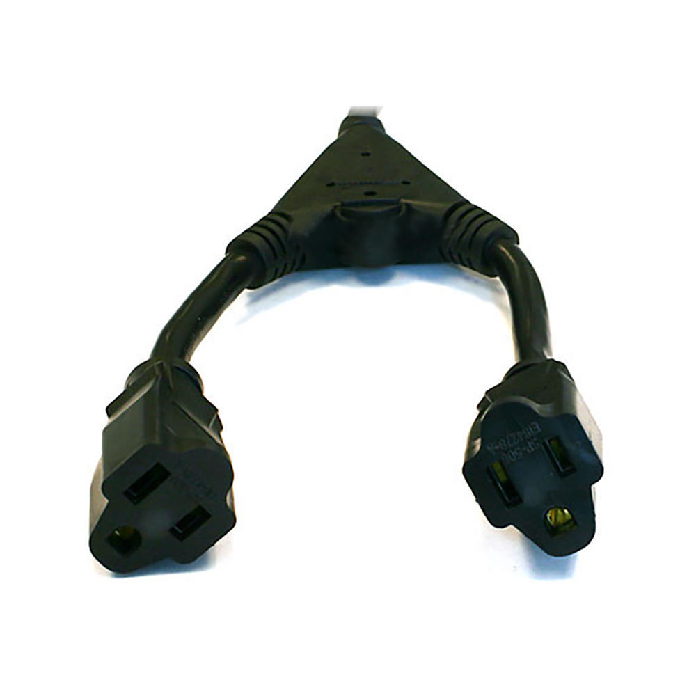 1ft Y-Power Splitter NEMA 5-15P to 2x IEC320 C13 - 16AWG