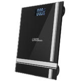 LivingBasics LB B8012 Bathroom Fixtures Digital Bathroom Scale Step On Technology Non Slip Tempered Glass Platform Temperatur