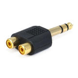 Monoprice Canada Cab 7193 Audio Adapters 6 35mm 1 4 Inch Stereo Plug to 2 RCA Jack Splitter Adaptor Gold Plated Monoprice