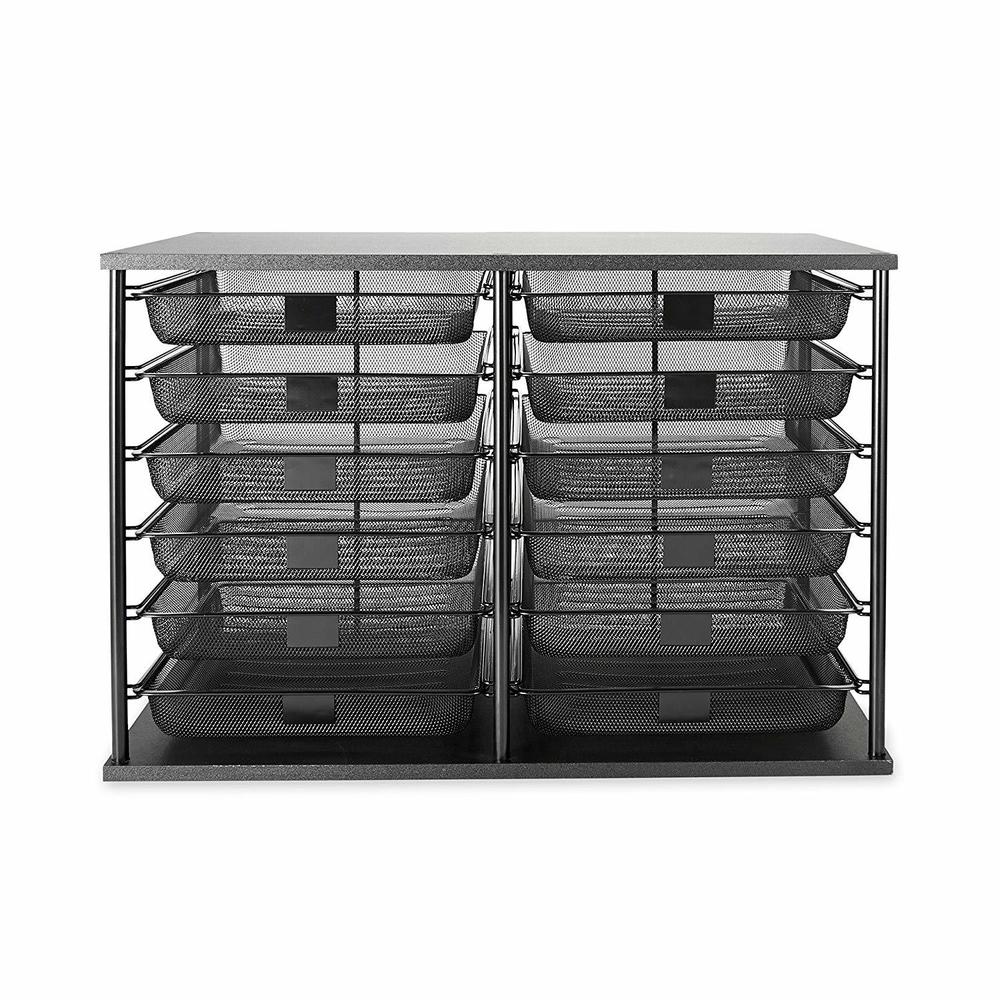 Rubbermaid® Mesh Mailroom Organizer, 12 Compartments Black
