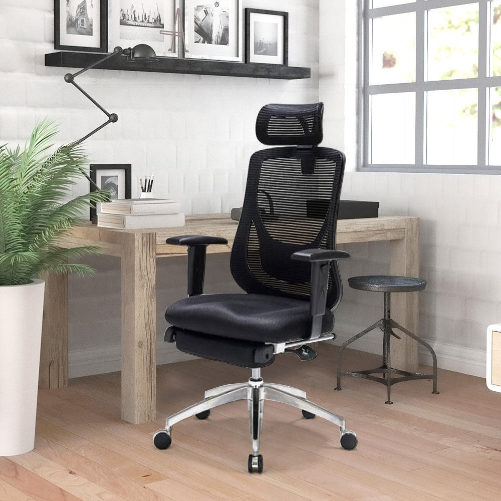 Moustache® Adjustable Mesh Office Chair with Footrest Black