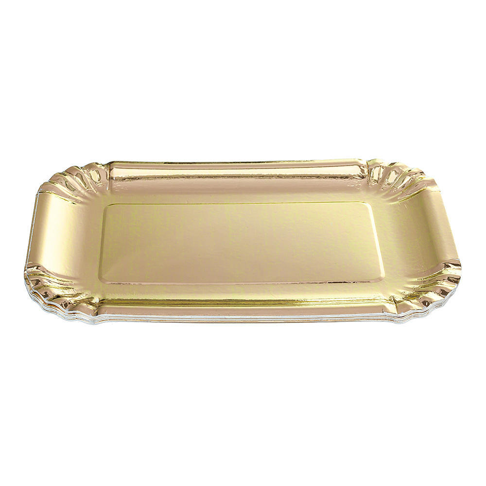 Party Paper Rectangular Plate 19*27cm, Foil Gold, 8Pcs LIVINGbasics™