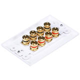 Monoprice Canada Cab 3326 Audio Video Wall Plates High Quality Banana Binding Post Two Piece Inset Wall Plate for 4 Speakers 