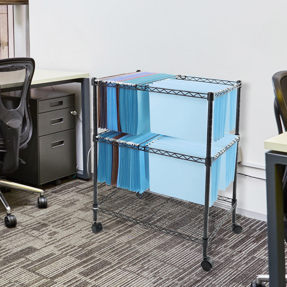 2Tier Mobile File Cart for Letter Size and Legal Size Folder, Sturdy
