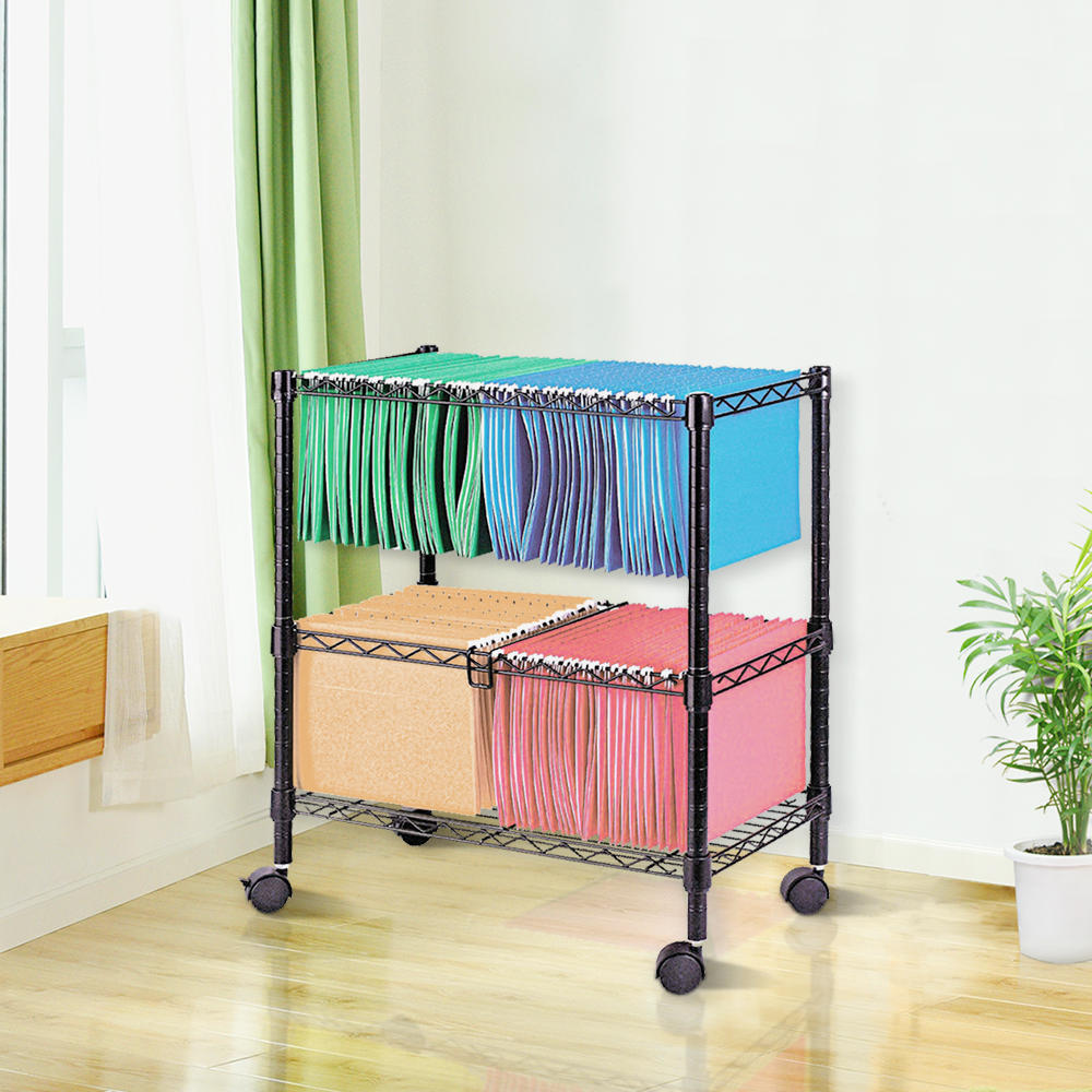 2Tier Mobile File Cart for Letter Size and Legal Size Folder, Sturdy