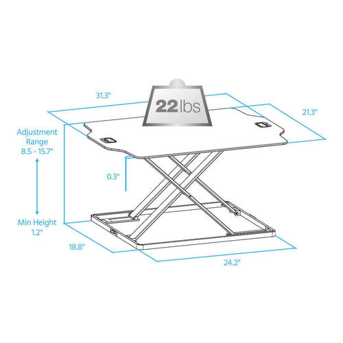 Ultra Slim Height Adjustable Sit and Standing Desk PrimeCables®OpenBox