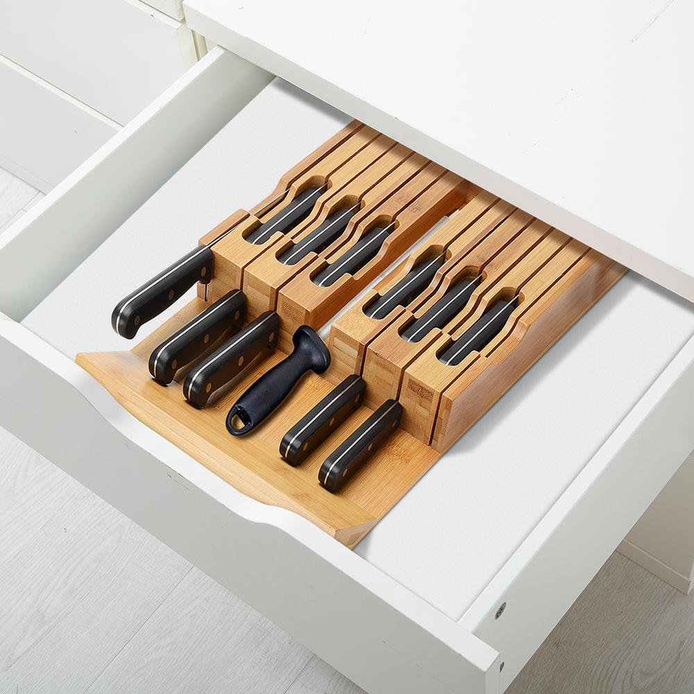 In Drawer Bamboo Knife Block Holds 12 Knives Not Included