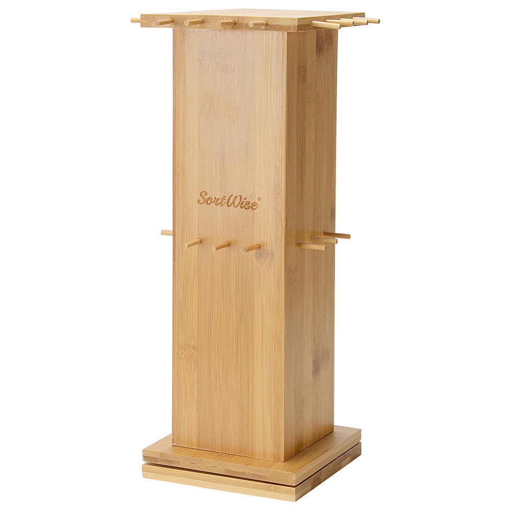 Rotating Bamboo kitchen utensil Holder organizer with holes