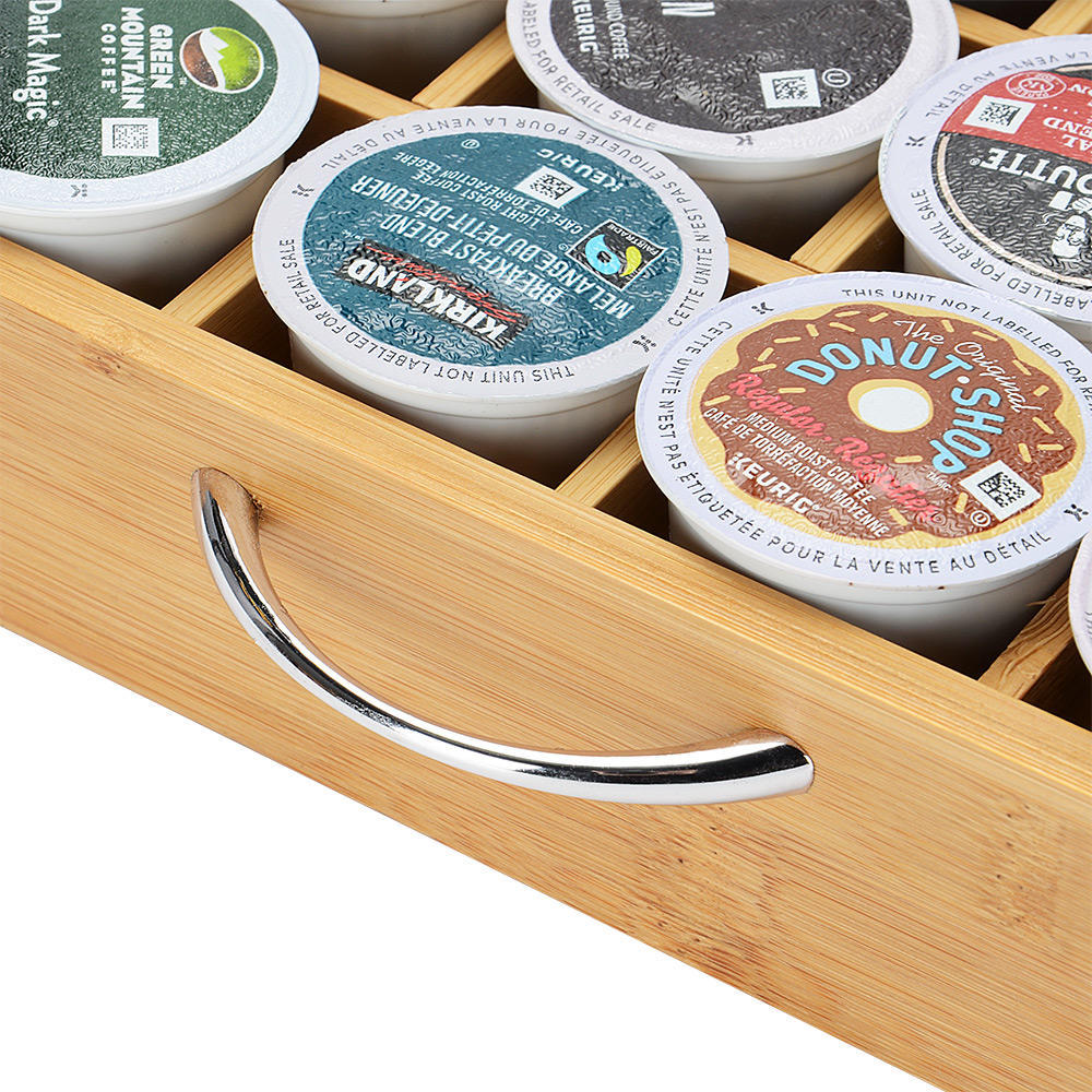 36 Capacity Bamboo K Cup Single Serve Coffee Pod Storage Drawer