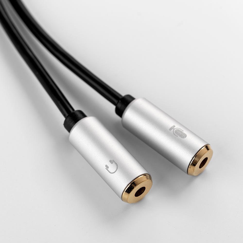 Headphone Mic Splitter Cable 3.5mm 2 Female to Male (2x3 Pin to 4 Pin