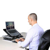 Cab OS5 B Monitor Desk Mounts Uncaged Ergonomics Laptop Standing Desk Converter Extra Tall w Mousepad BLACK