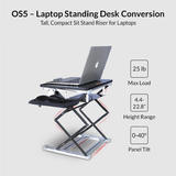 Cab OS5 B Monitor Desk Mounts Uncaged Ergonomics Laptop Standing Desk Converter Extra Tall w Mousepad BLACK
