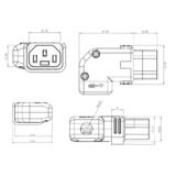 Cab PW CNC13L RA Power Cables Cords C13 Locking Power Cord Connector Screw On Right or Left Angle