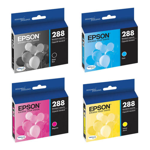 Epson T288 Black and Color CMY DuraBrite Ultra Ink Cartridges, (T288120